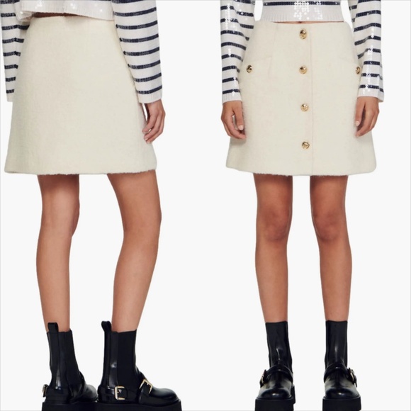 SANDRO segaly boucle a line skirt - Picture 2 of 10